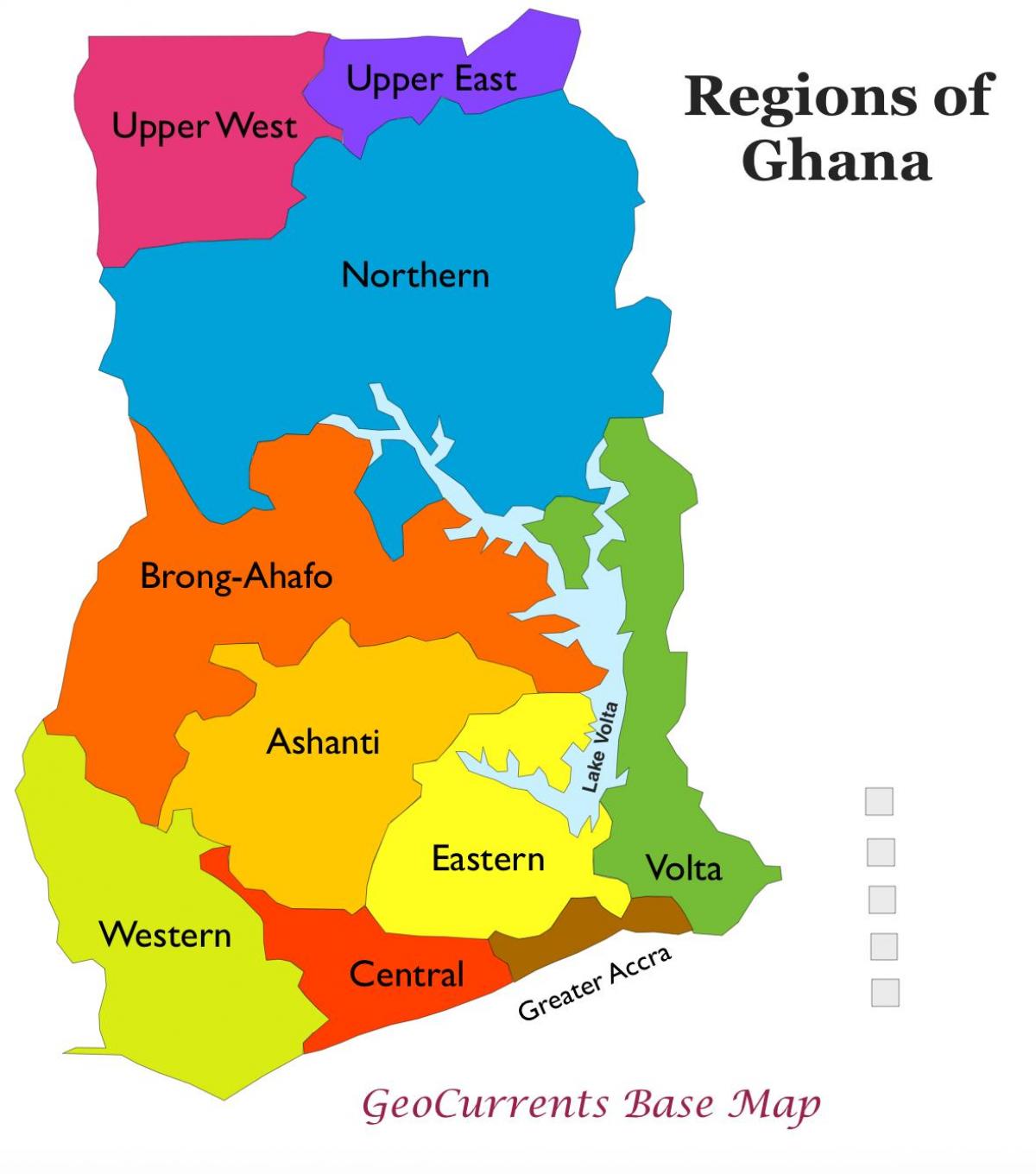 mapa ng ghana na nagpapakita ng mga rehiyon