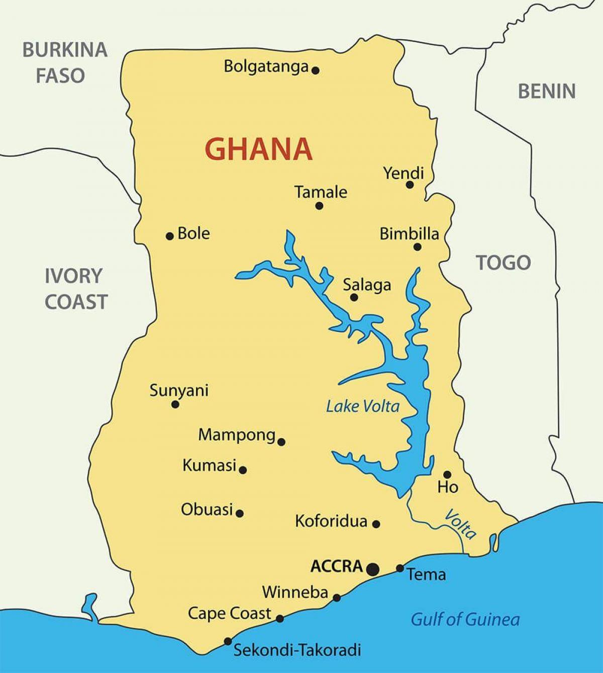 Ghana Mga Lungsod Mapa 