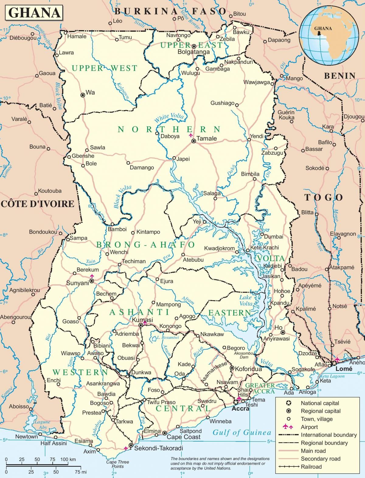 isang mapa ng ghana